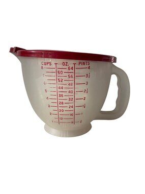 Tupperware Measuring Mixing Bowl With Red Lid 2000ml/2L White Red Vintage Design